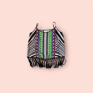 Bisou bisou fringe flowy tank top